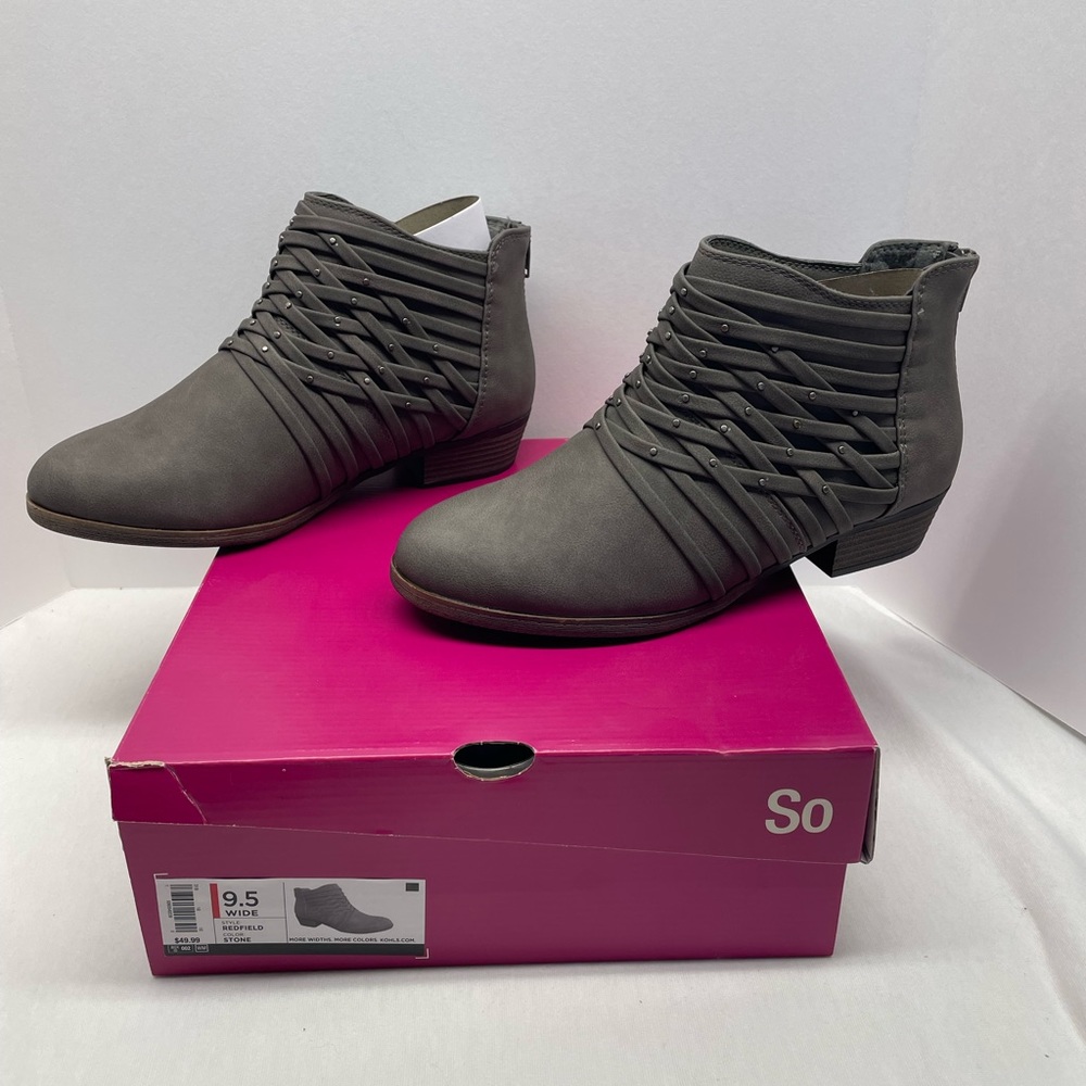 So Redfield 9.5W Stone Bootie NWT
